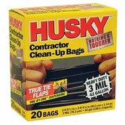 Husky 42 gal Trash Bags, 2 ft 8 3/4 in x 3 ft 9 1/8, Heavy-Duty Contractor, 3 mil, Black, 20 PK HK42020B
